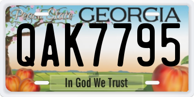 GA license plate QAK7795