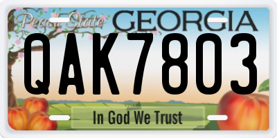 GA license plate QAK7803