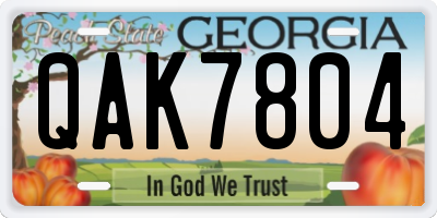 GA license plate QAK7804
