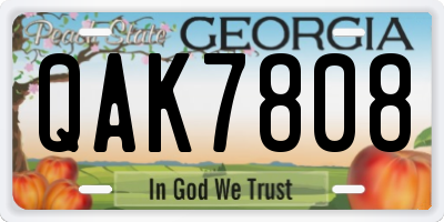 GA license plate QAK7808