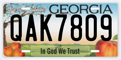 GA license plate QAK7809