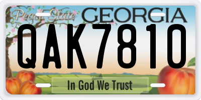 GA license plate QAK7810