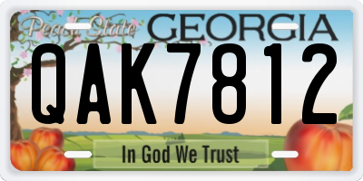GA license plate QAK7812