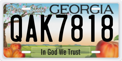 GA license plate QAK7818