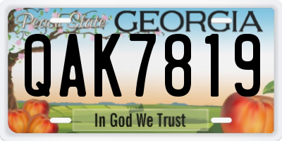 GA license plate QAK7819