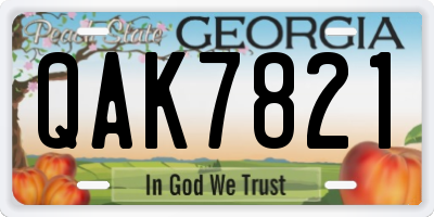 GA license plate QAK7821