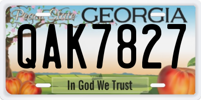 GA license plate QAK7827