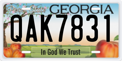 GA license plate QAK7831