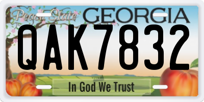 GA license plate QAK7832