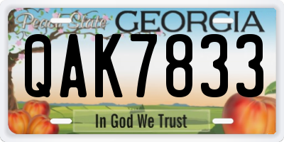 GA license plate QAK7833