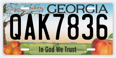 GA license plate QAK7836