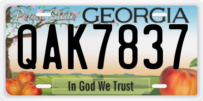 GA license plate QAK7837
