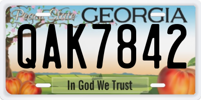 GA license plate QAK7842