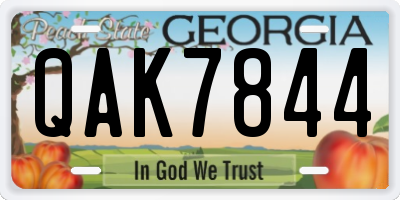 GA license plate QAK7844