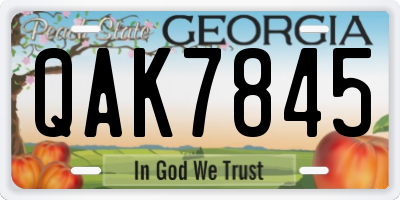GA license plate QAK7845