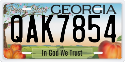 GA license plate QAK7854