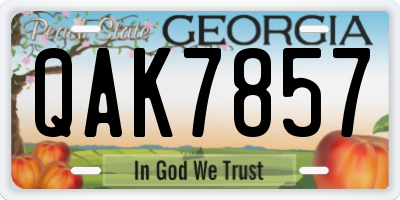 GA license plate QAK7857