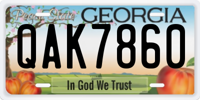 GA license plate QAK7860