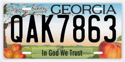 GA license plate QAK7863