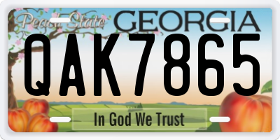 GA license plate QAK7865
