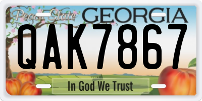 GA license plate QAK7867