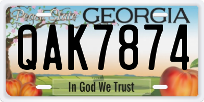GA license plate QAK7874