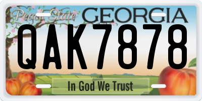 GA license plate QAK7878