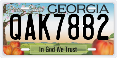 GA license plate QAK7882