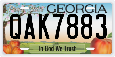 GA license plate QAK7883