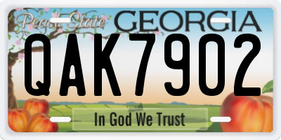 GA license plate QAK7902