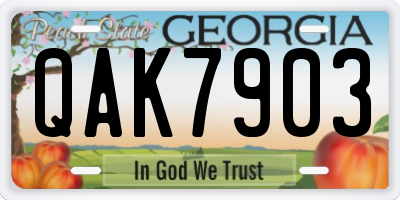 GA license plate QAK7903