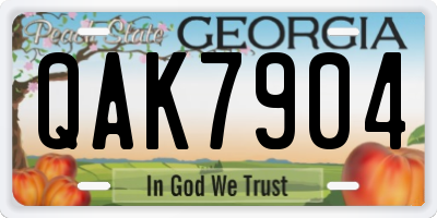 GA license plate QAK7904