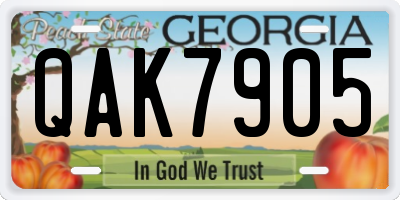 GA license plate QAK7905