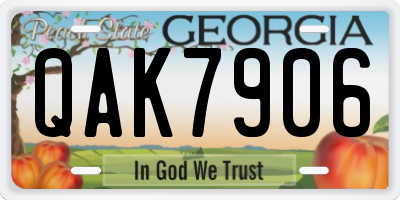 GA license plate QAK7906