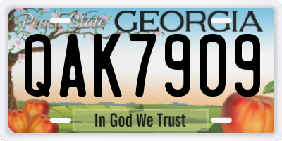 GA license plate QAK7909