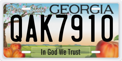 GA license plate QAK7910