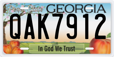 GA license plate QAK7912