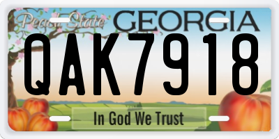 GA license plate QAK7918