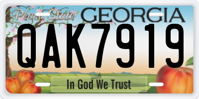 GA license plate QAK7919