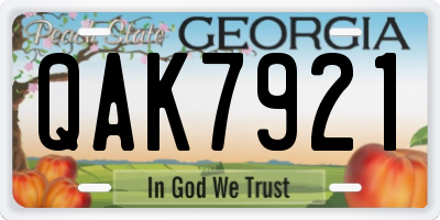GA license plate QAK7921