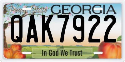 GA license plate QAK7922