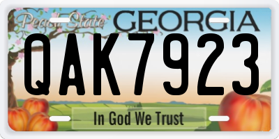 GA license plate QAK7923