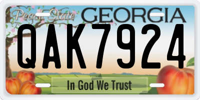 GA license plate QAK7924