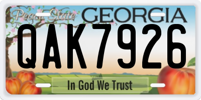 GA license plate QAK7926