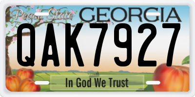 GA license plate QAK7927