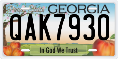 GA license plate QAK7930