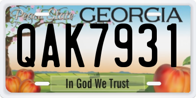 GA license plate QAK7931