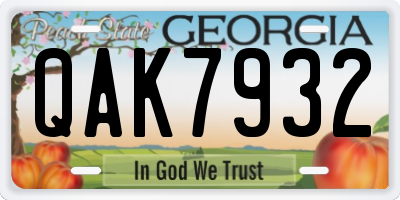 GA license plate QAK7932