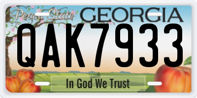 GA license plate QAK7933