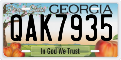 GA license plate QAK7935